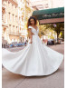 Classic Ivory Satin Cutouts Box-pleated Wedding Dress